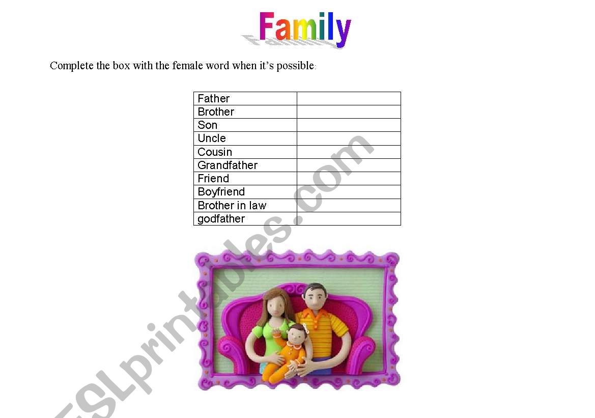 Family worksheet