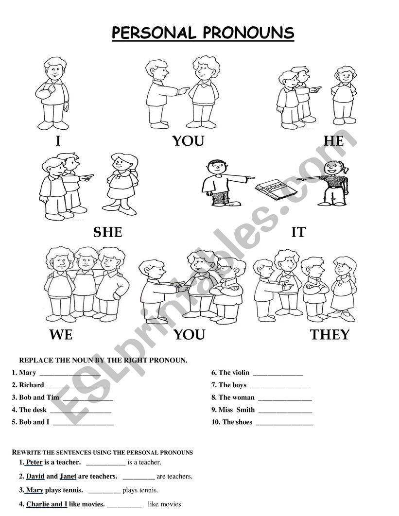 Personal pronouns worksheet