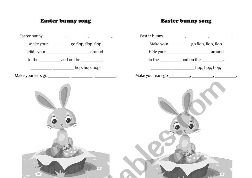Easter Bunny SOng worksheet