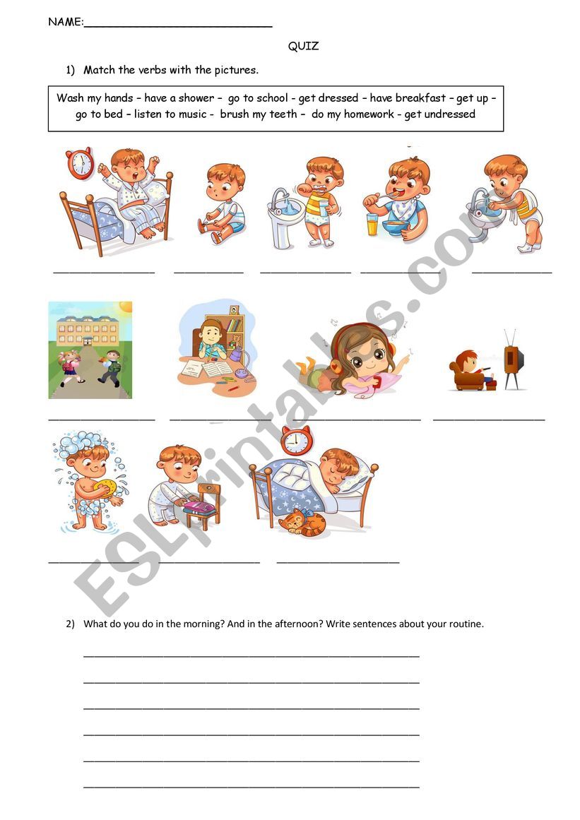 Routine verbs worksheet