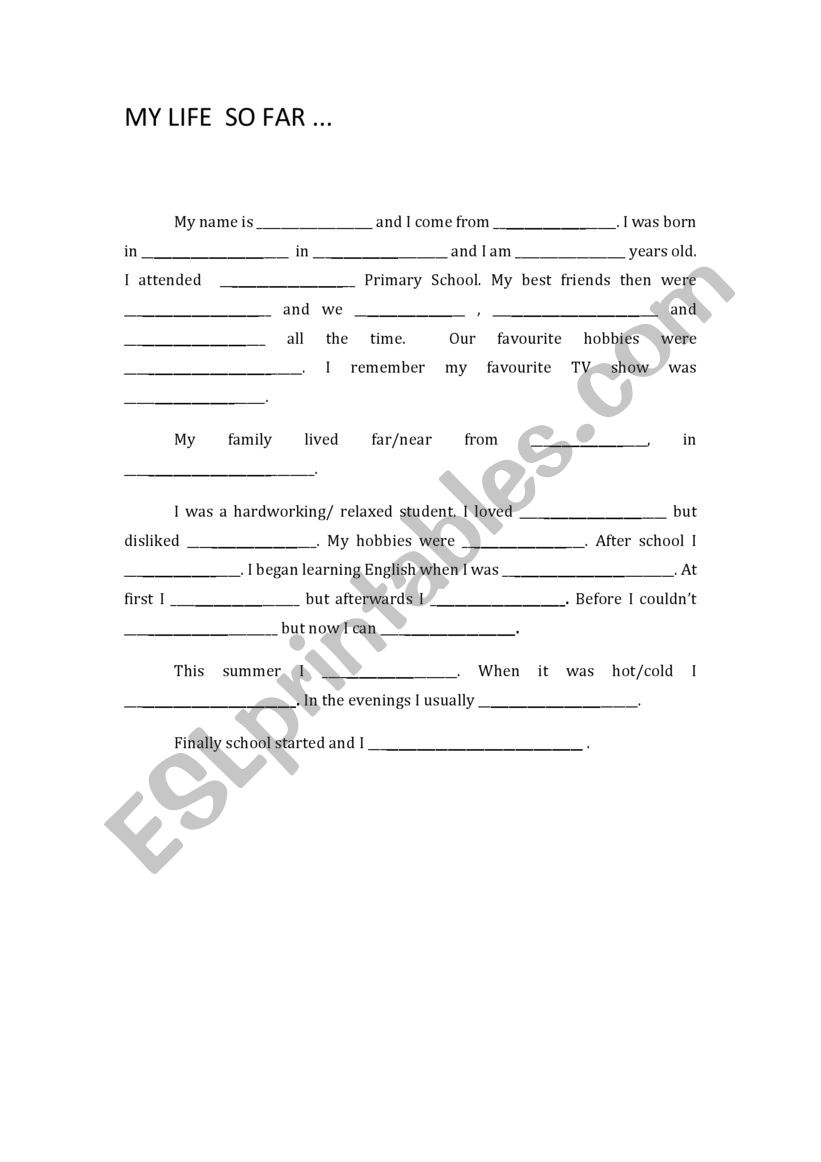 Writing a biography. worksheet