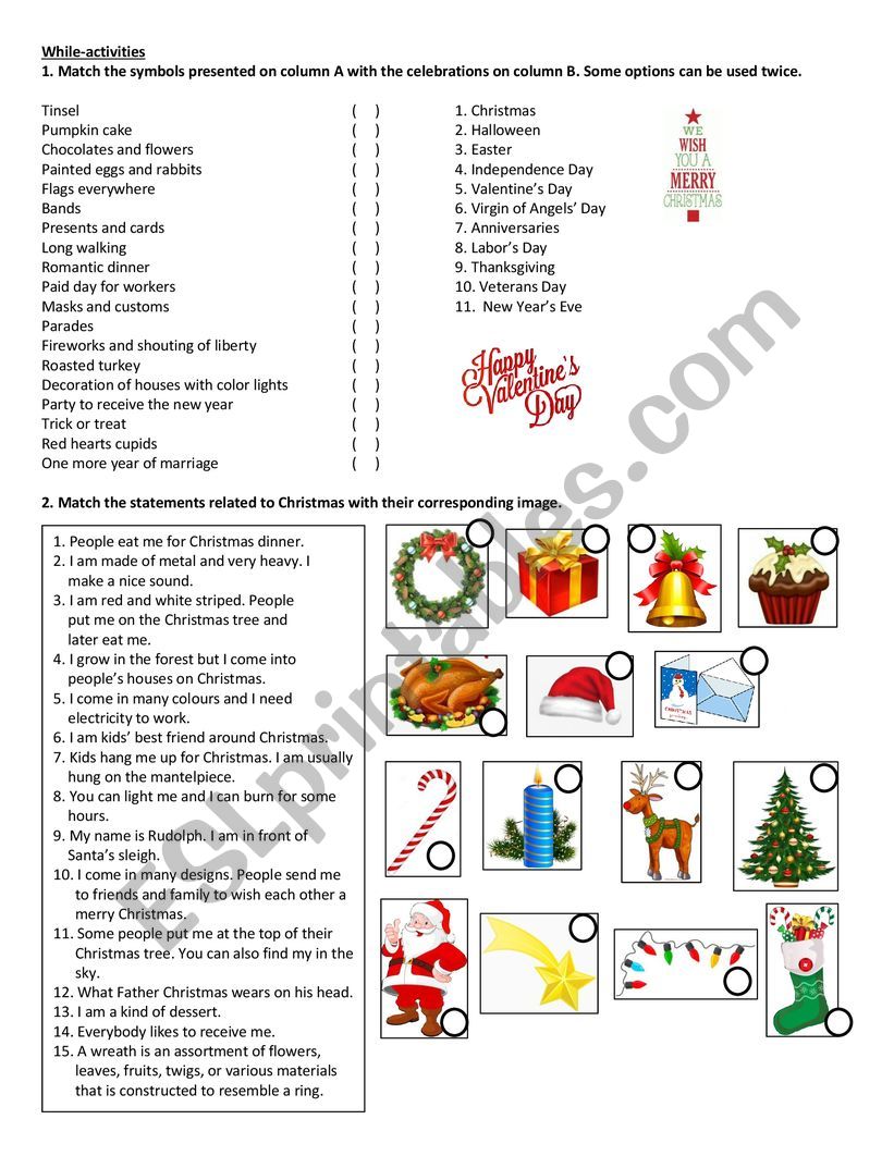 HOLIDAYS worksheet