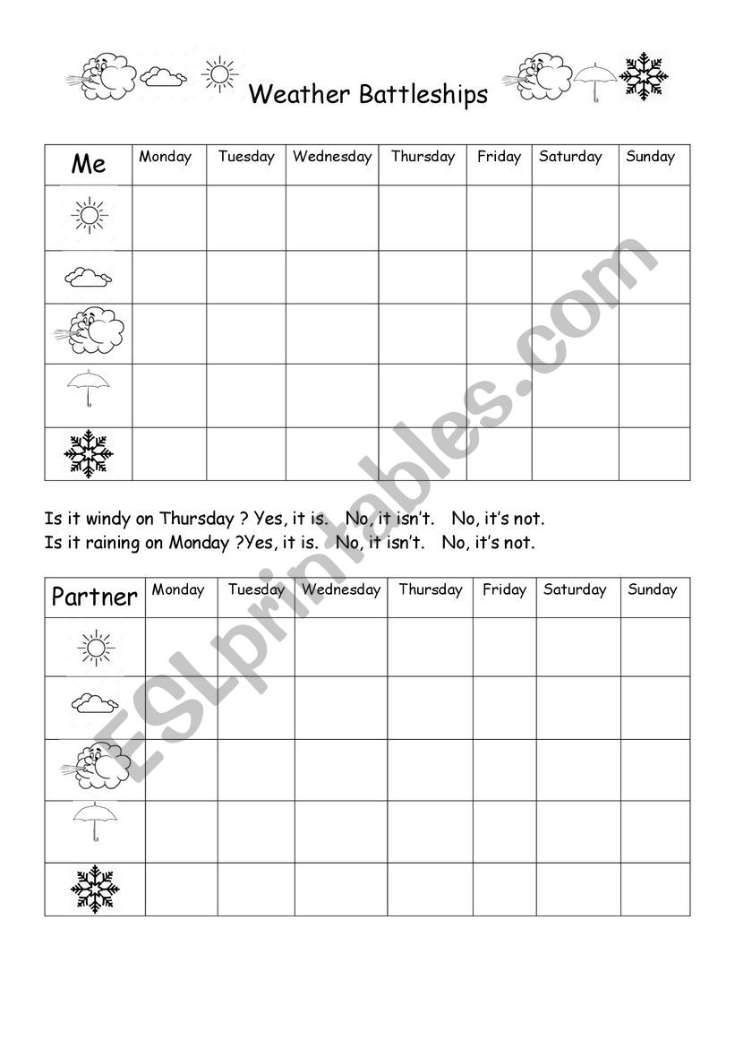 Weather Battleships worksheet