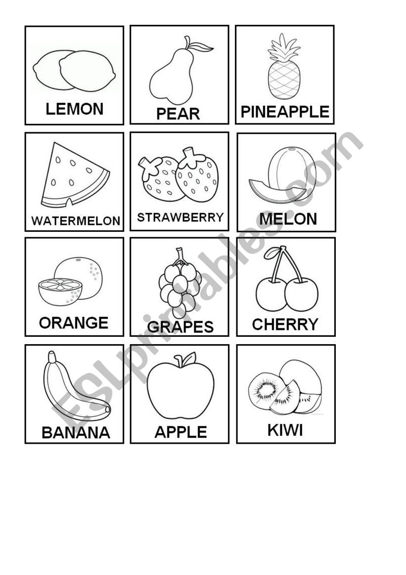 Fruit Memory Game worksheet