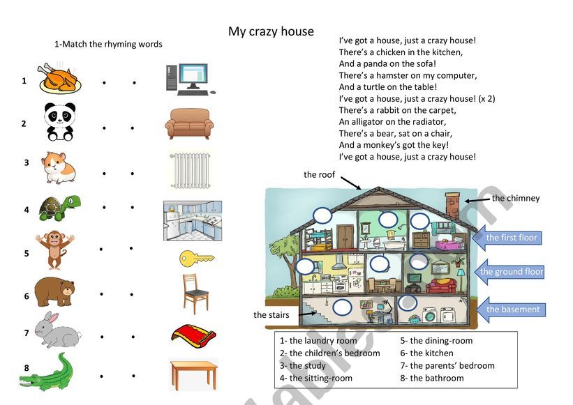My Crazy House Song Esl Worksheet By Frotea