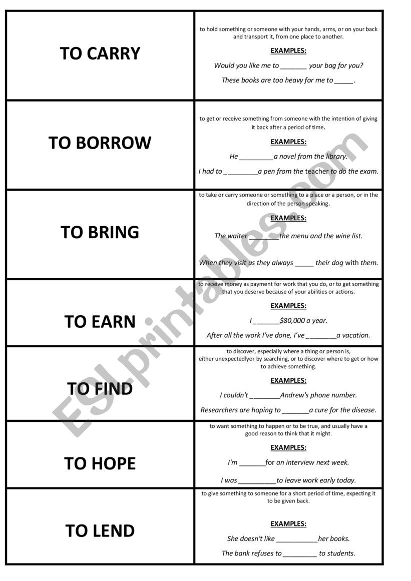 Confunsing verbs  worksheet