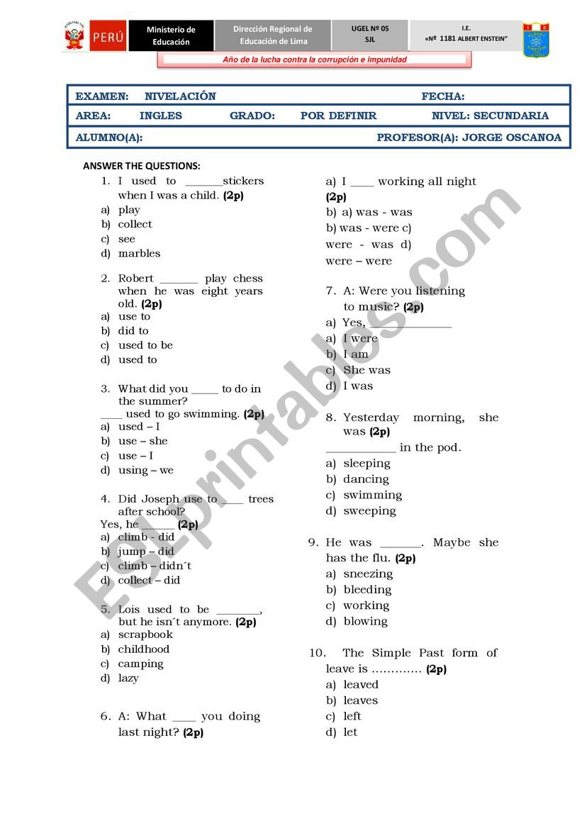 ENGLISH TEST worksheet