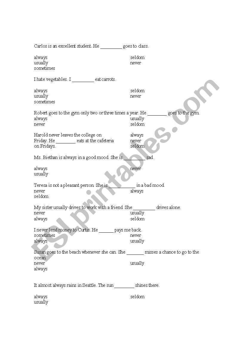 adverbs  worksheet