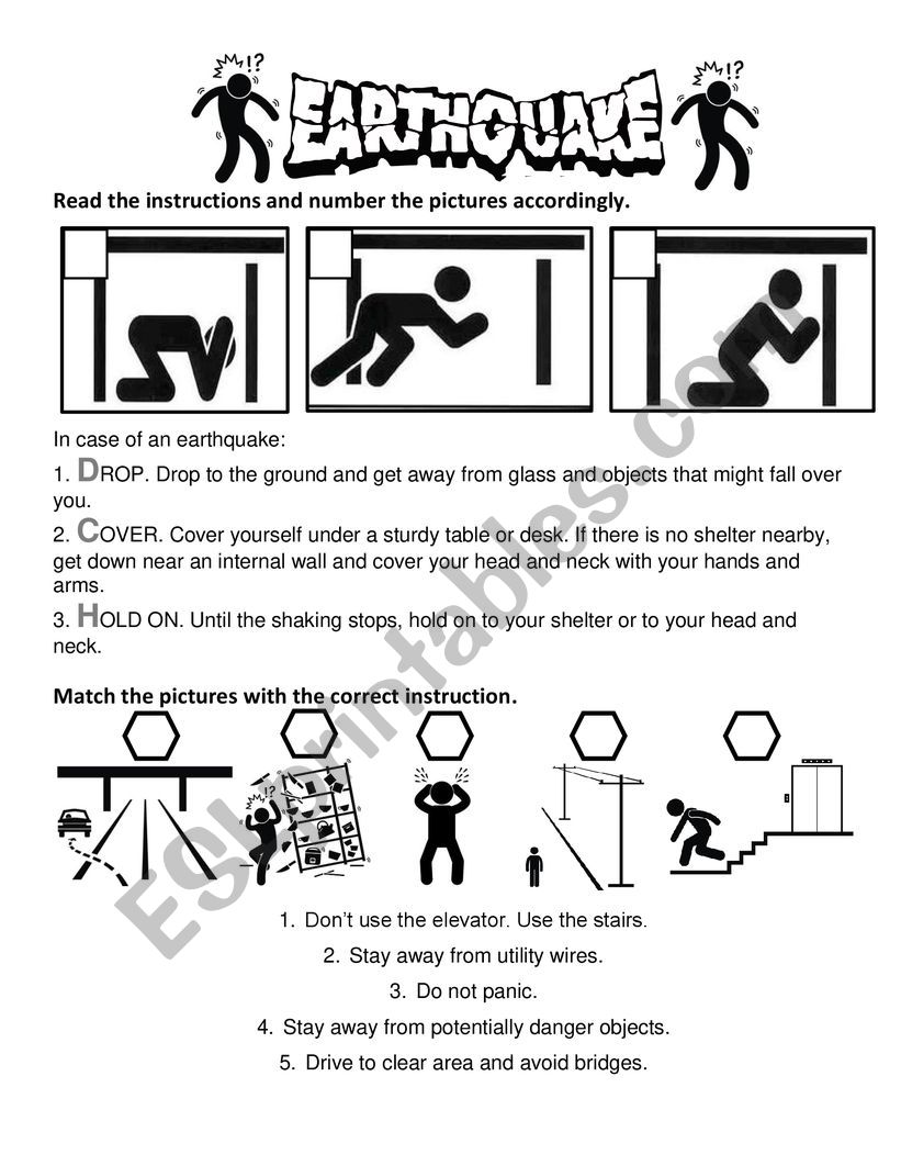 EARTHQUAKE worksheet