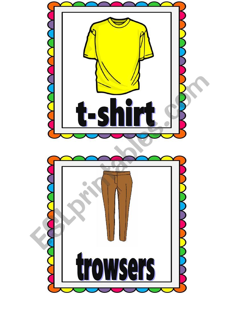 Clothes flashcards 1 worksheet