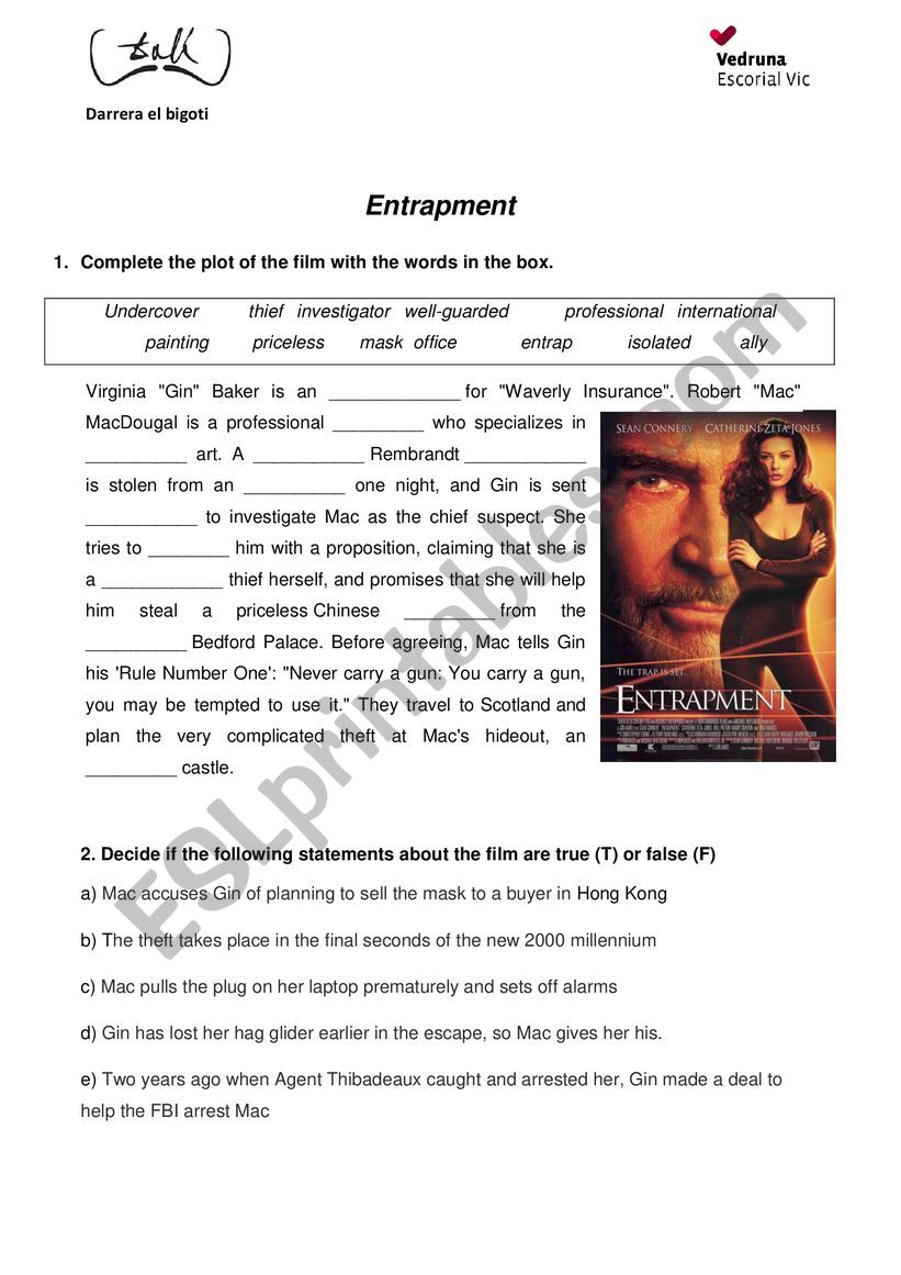 Entrapment worksheet