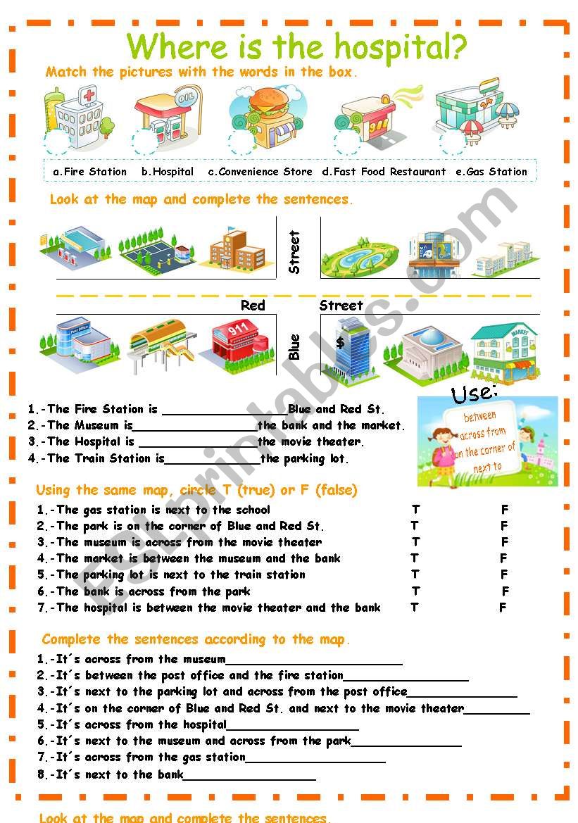 City places, prepositions of place