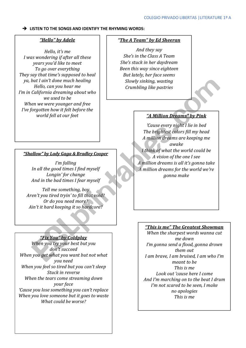 Rhyming words worksheet