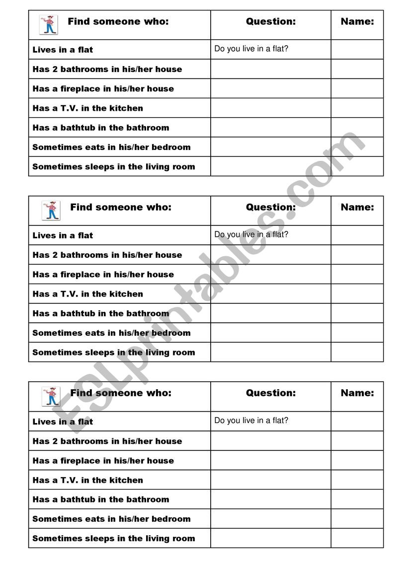 Find someone who - Home worksheet
