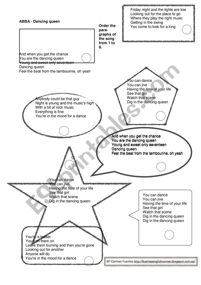QUEEN DANCING SONG worksheet
