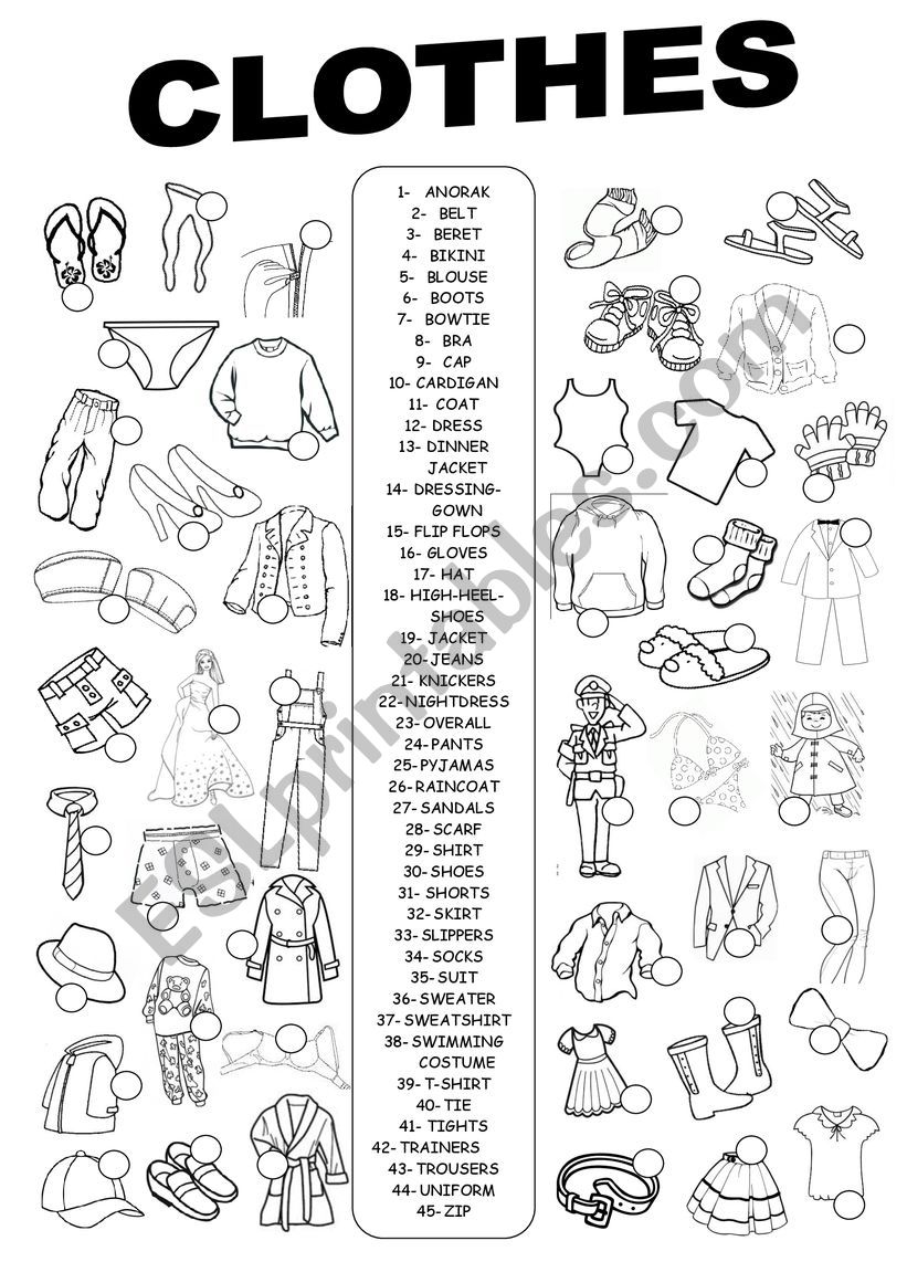 Clothes worksheet