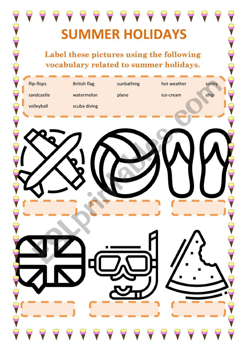 SUMMER HOLIDAYS worksheet