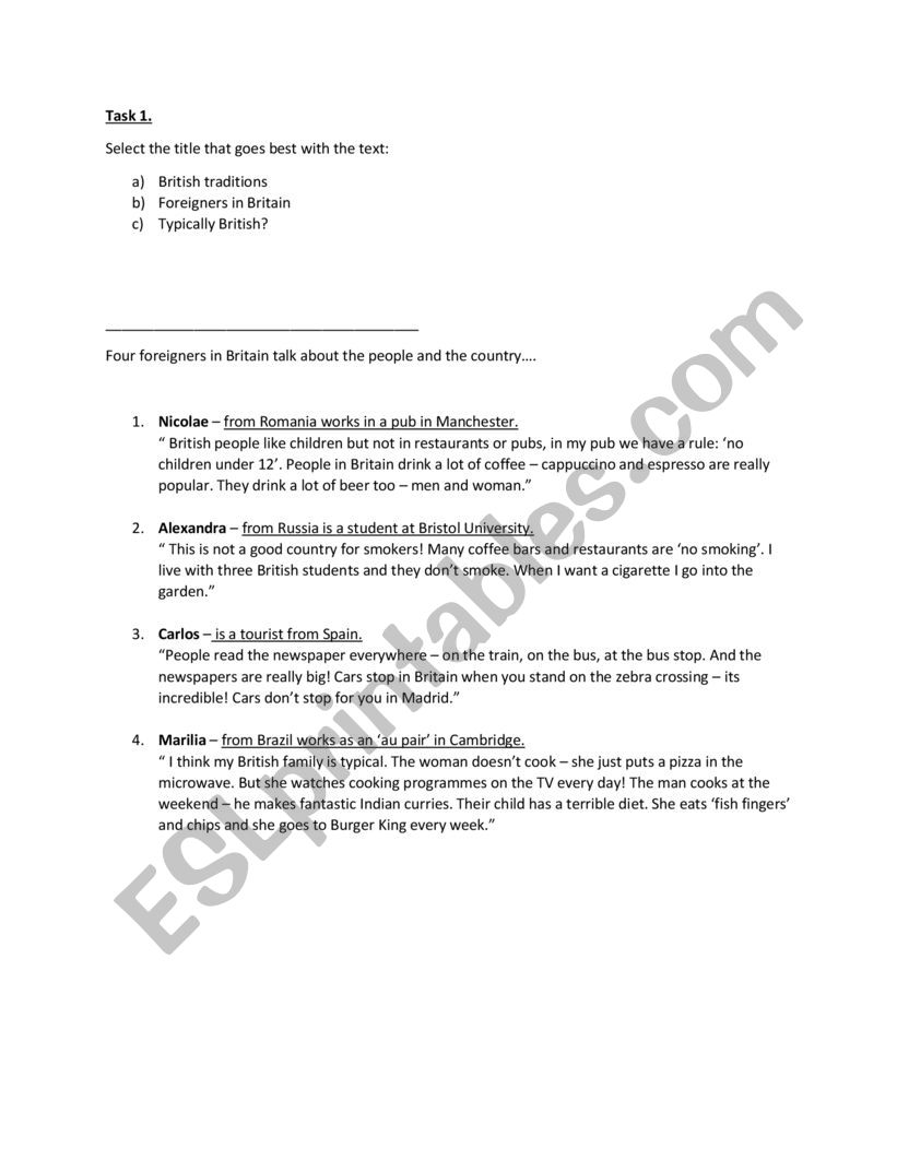 reading for gist and details worksheet