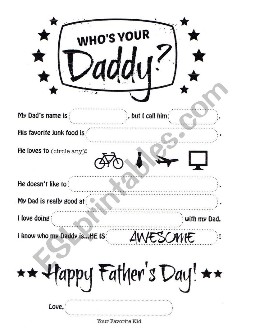 FatherÂ´s Day worksheet