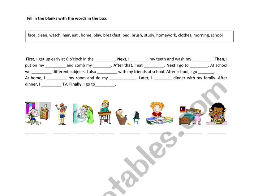 Routines worksheet