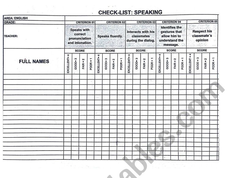 check list worksheet