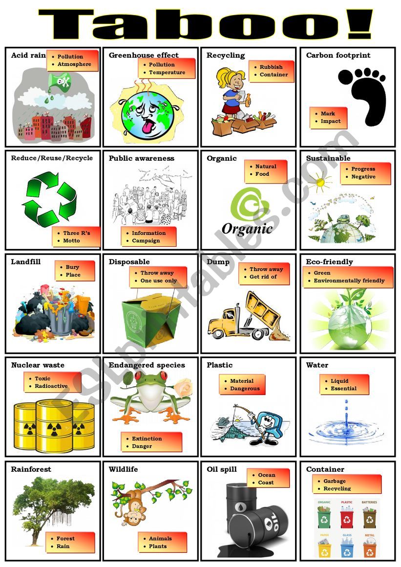 TABOO (Environment) worksheet