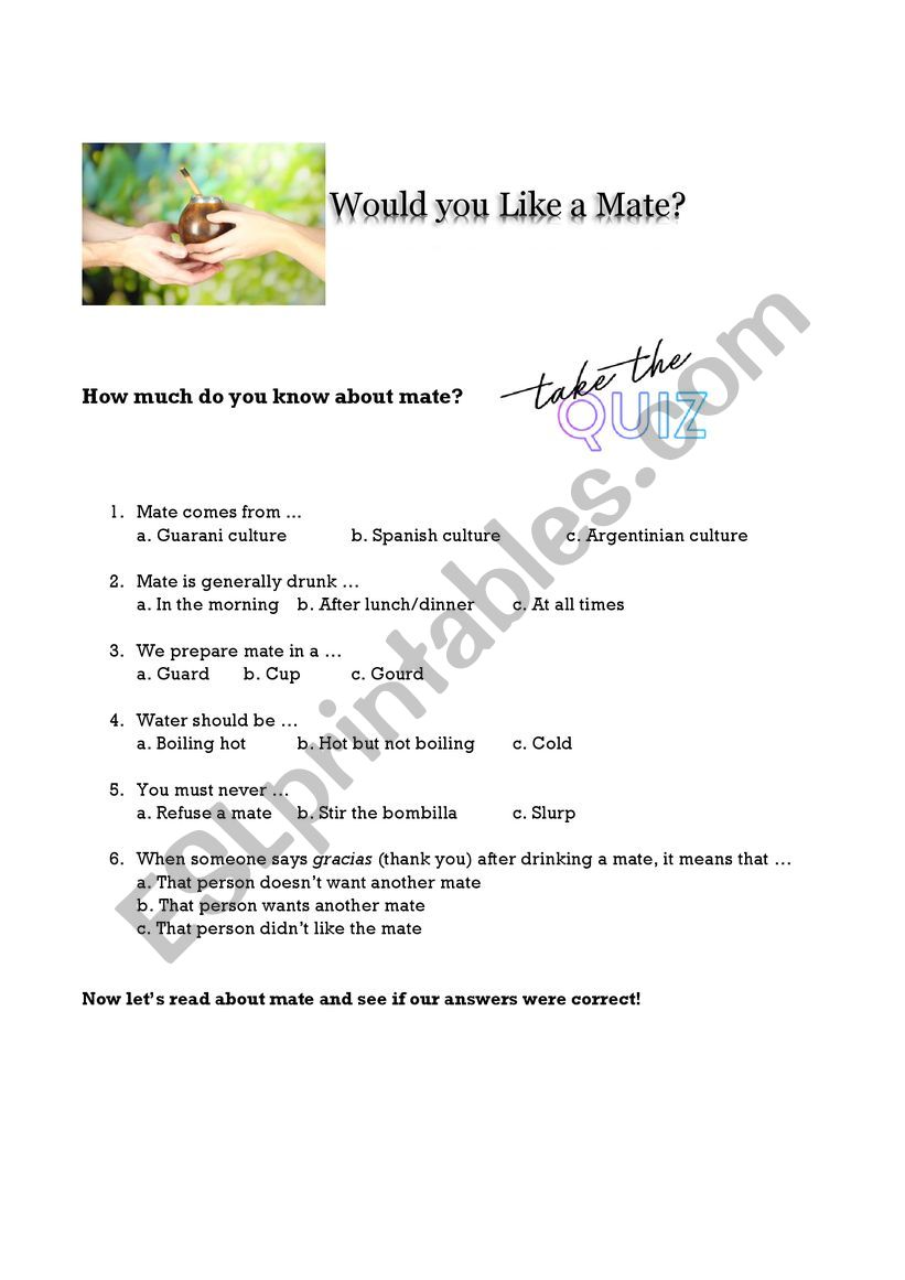 How Much Do You Know About Mate