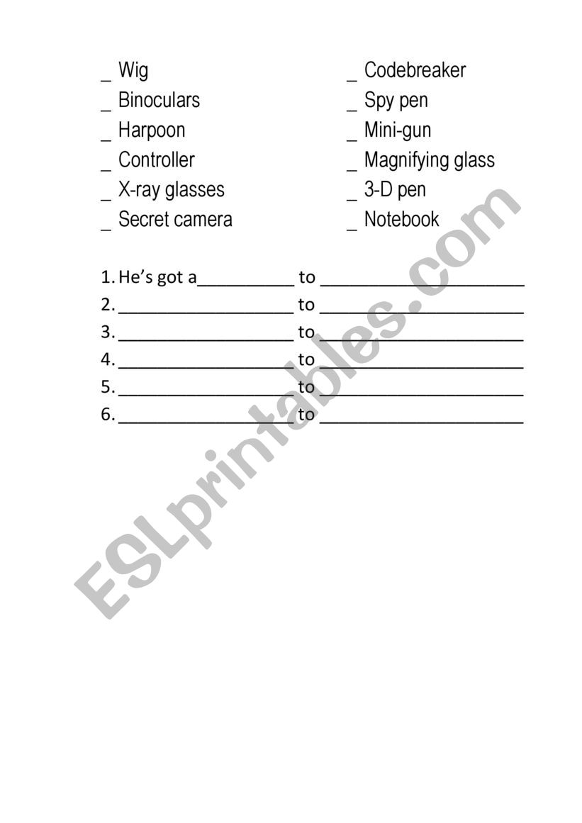 Mr Bean cartoon Super Spy worksheet