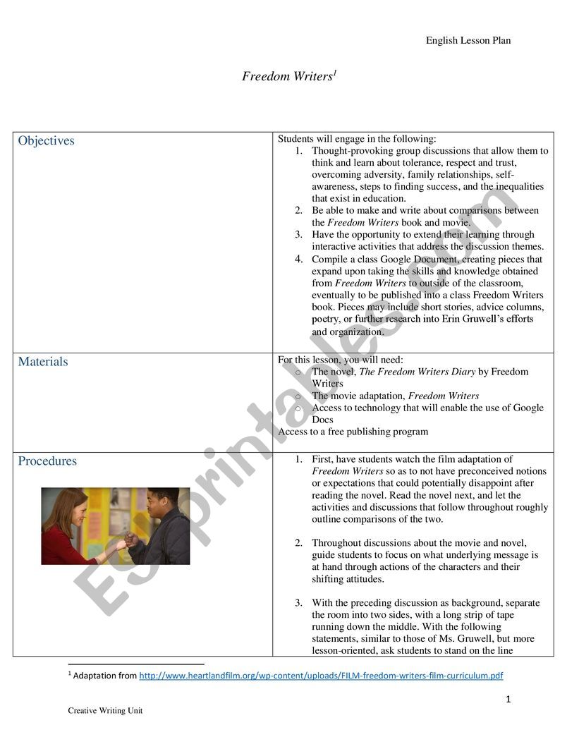 Freedom writers worksheet