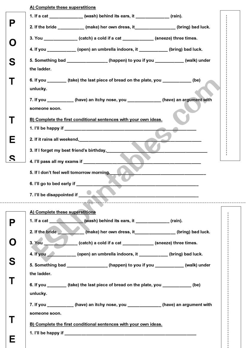 first condition worksheet