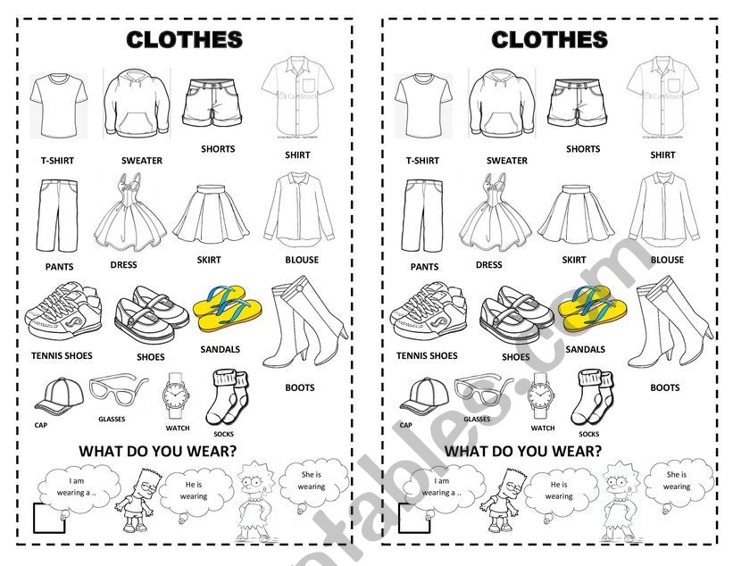 clothes worksheet