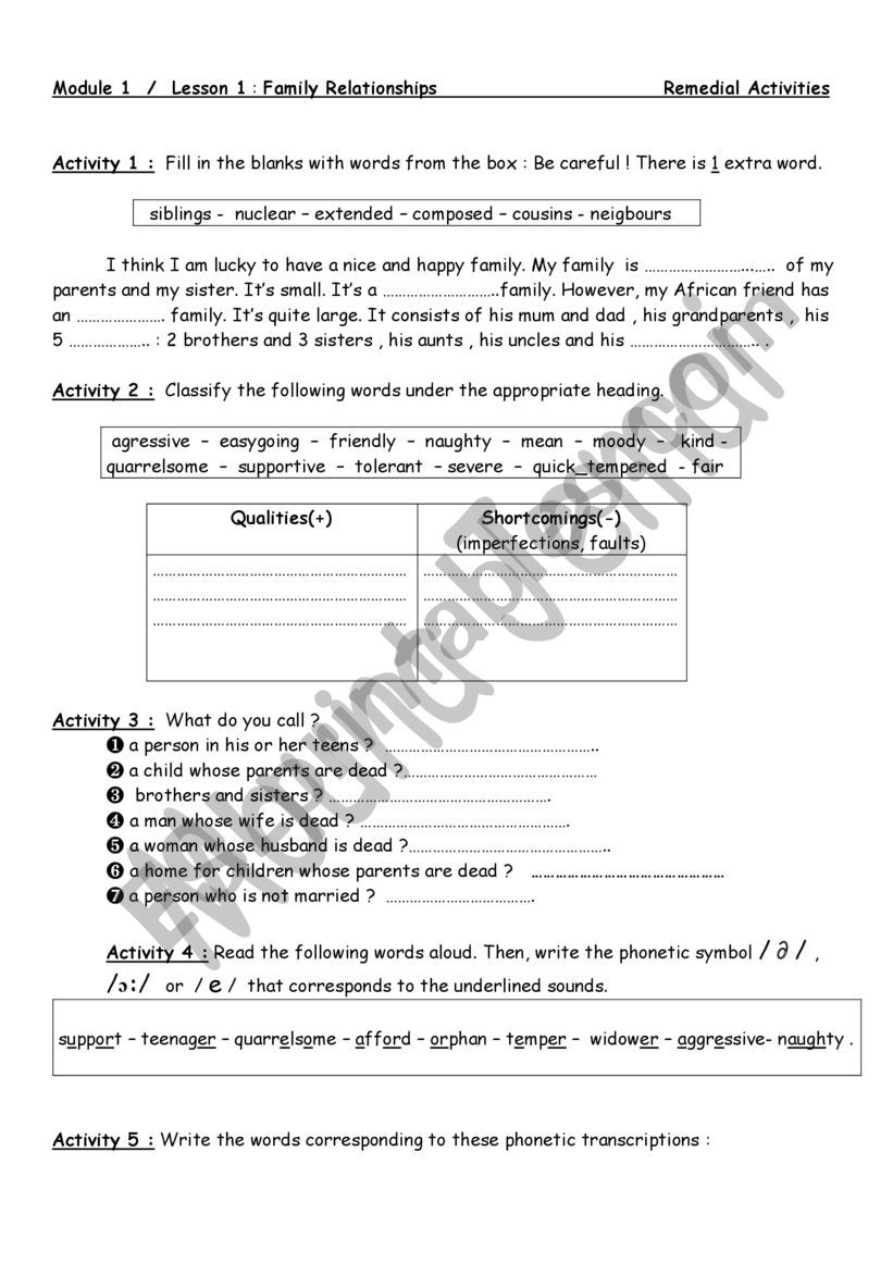 FamilyLife worksheet