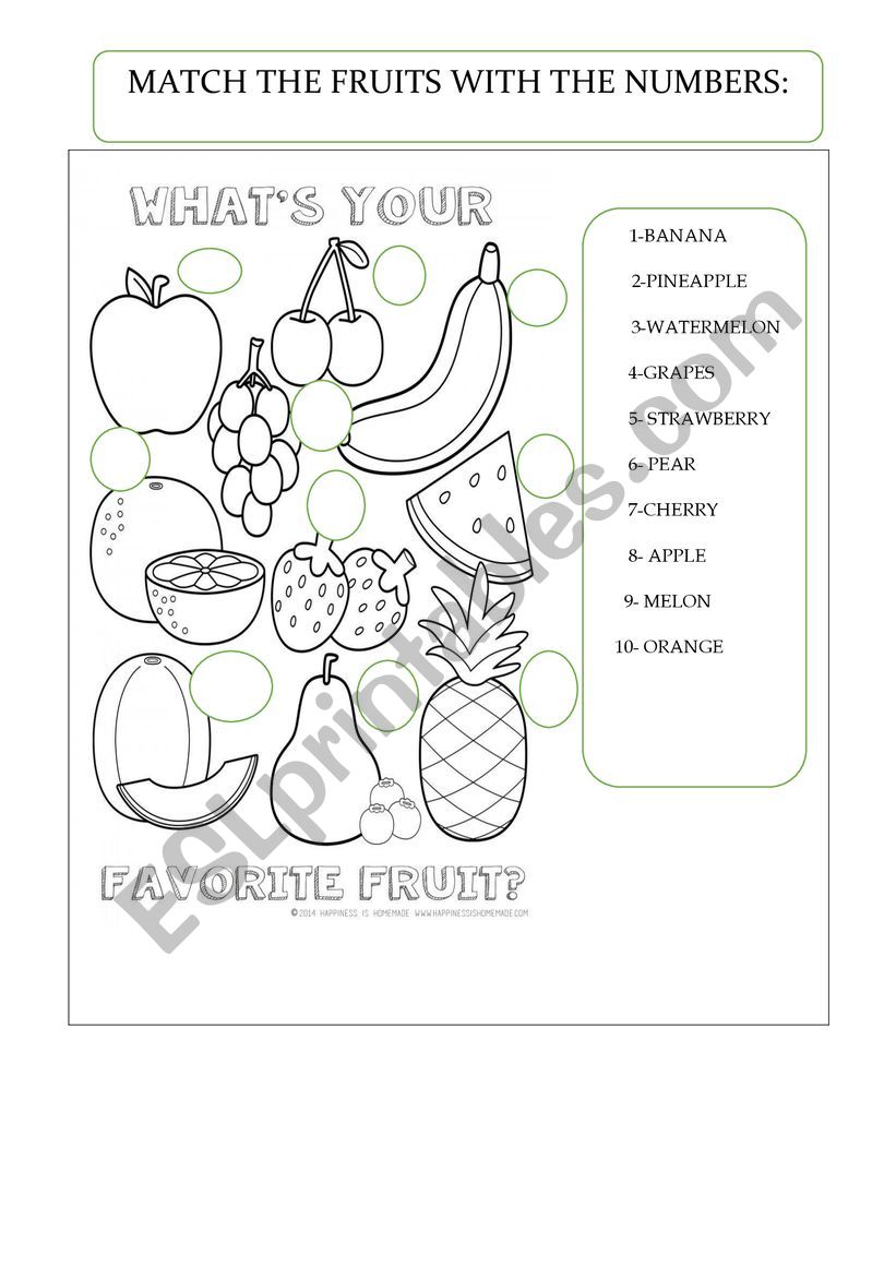 fruit match worksheet