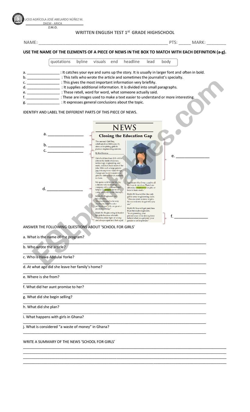 reading comprehension worksheet