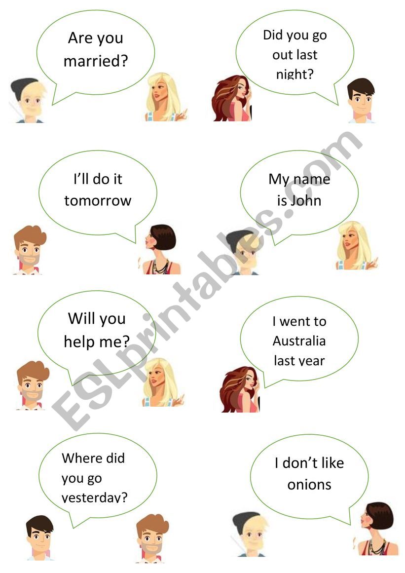 Reported speech - Speaking cards Reported speech - Speaking cards