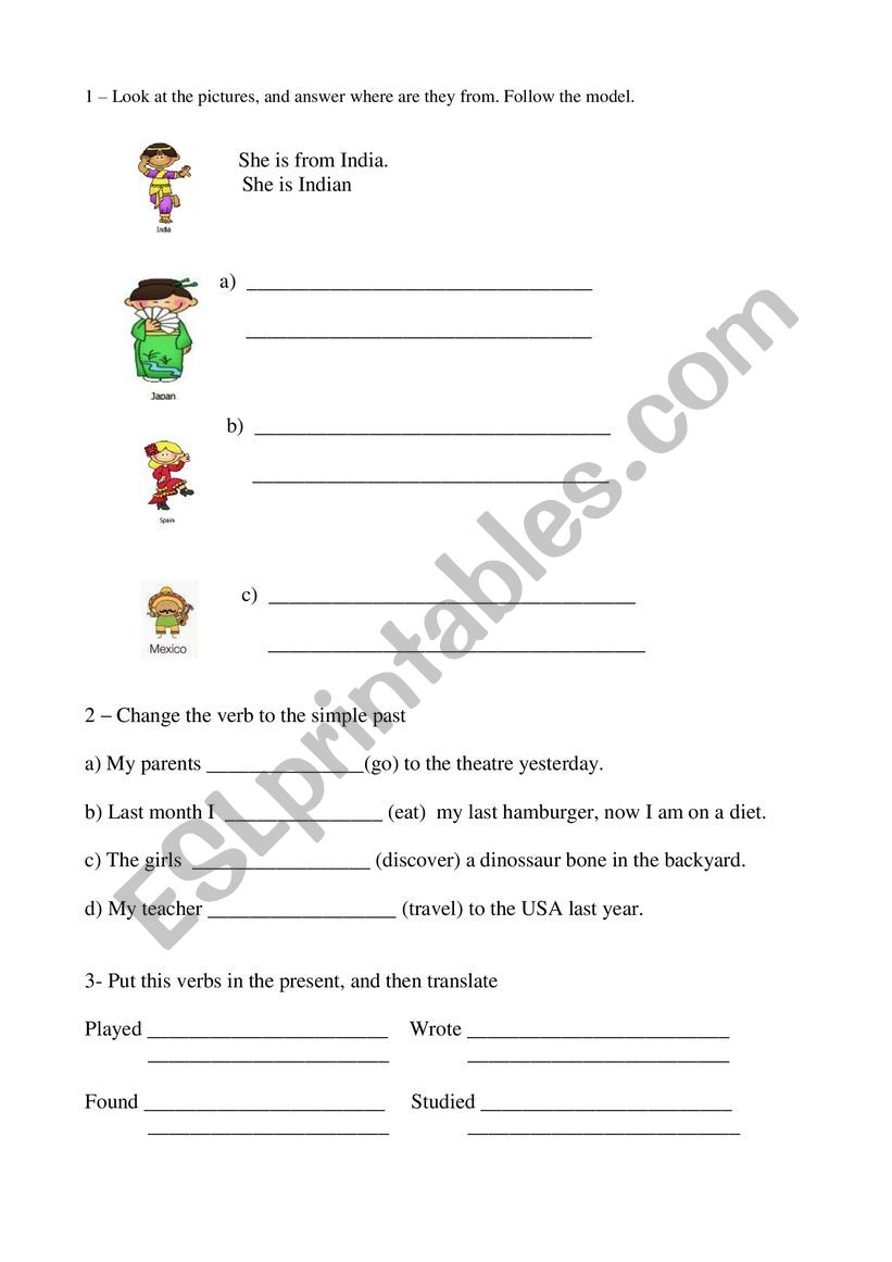 Simple Past Worksheet worksheet