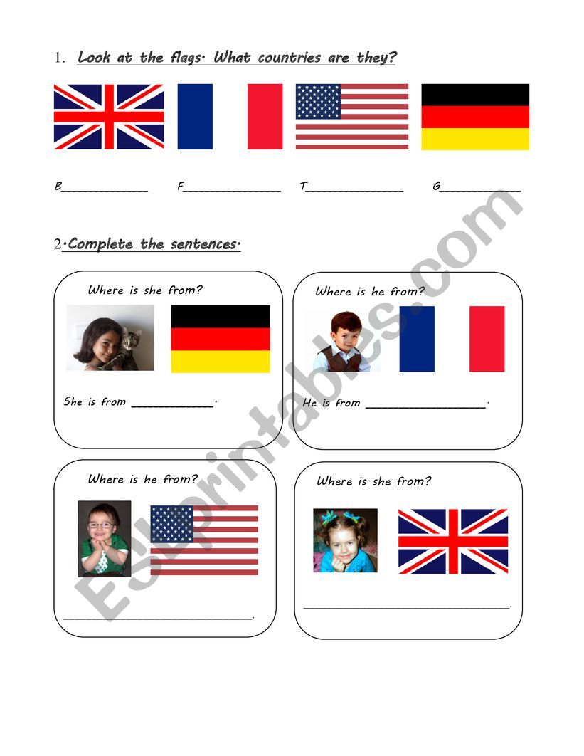 Where are you from? worksheet