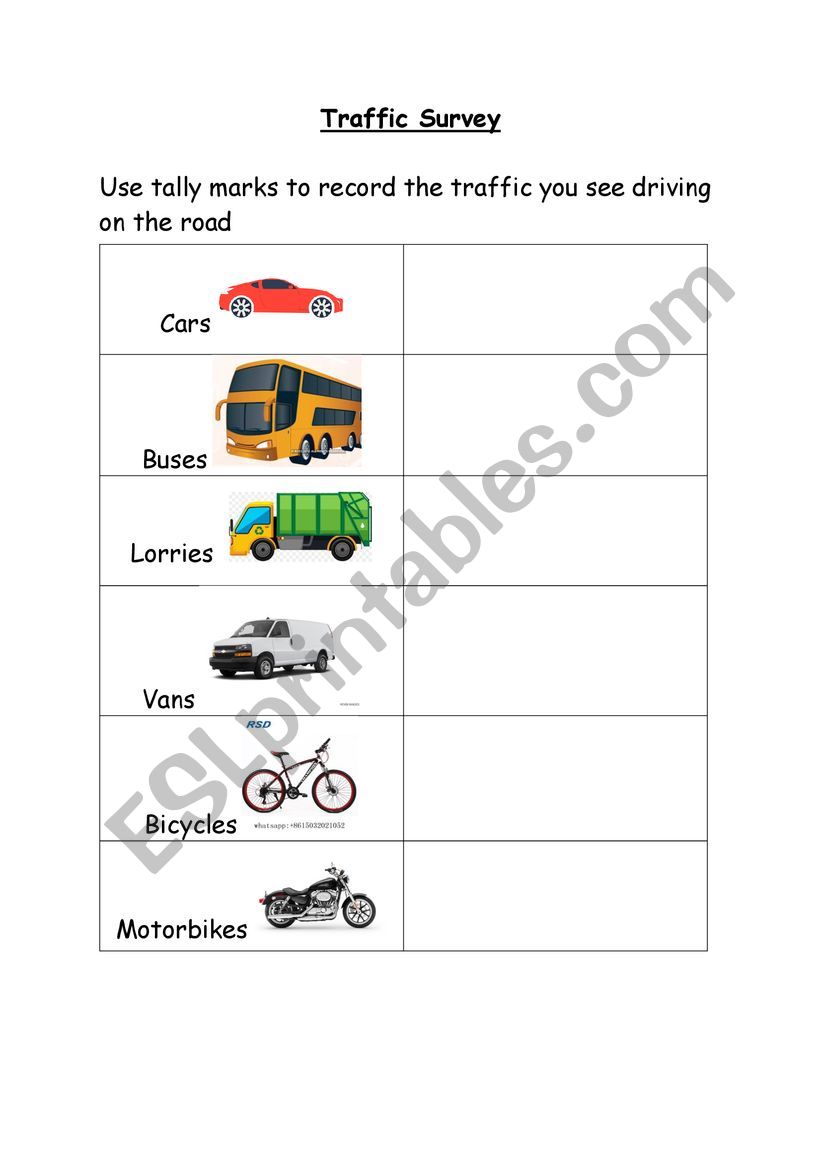 Traffic Survey worksheet
