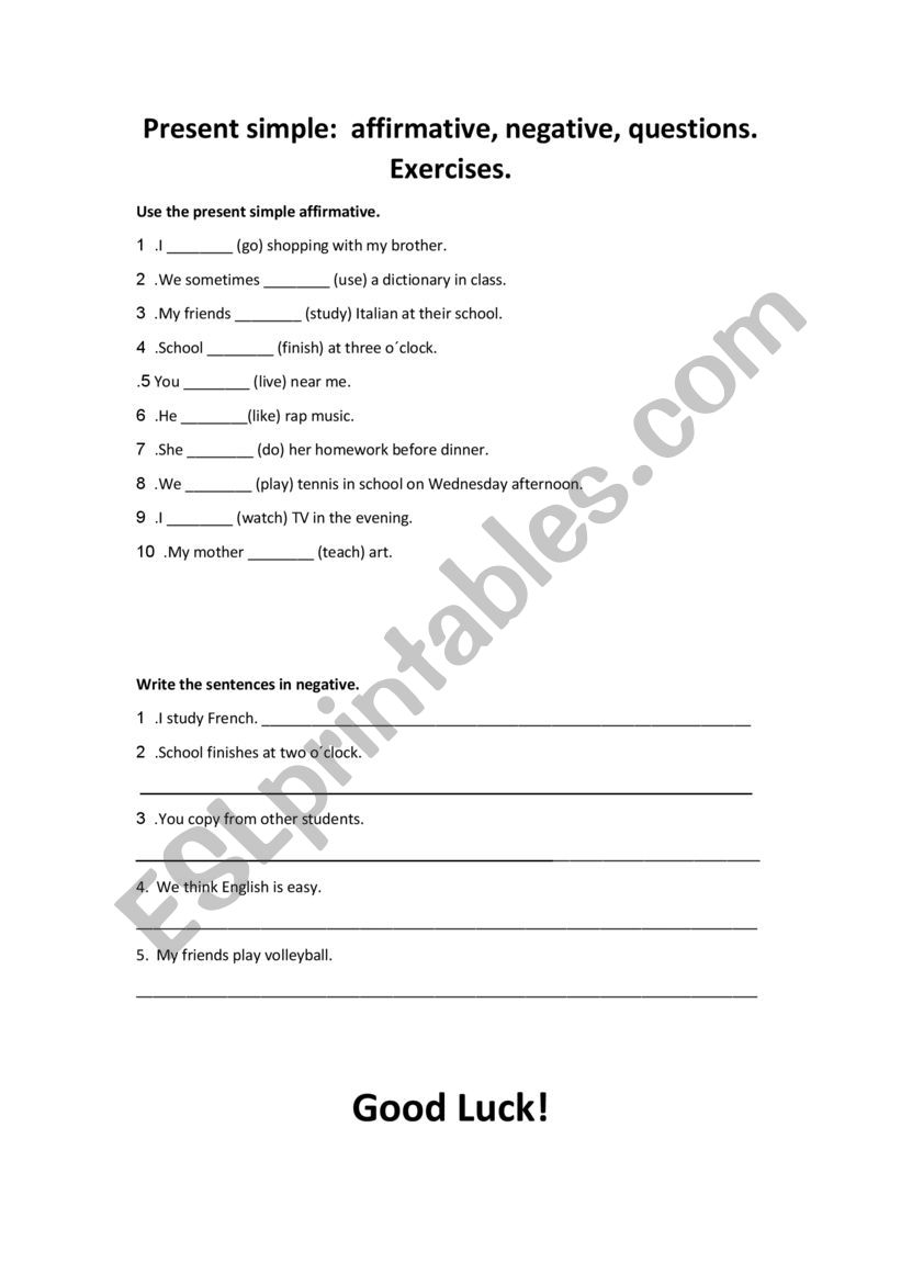 Present Simple worksheet