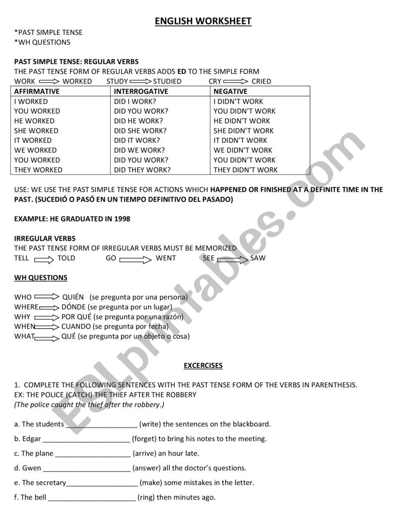 simple present worksheet