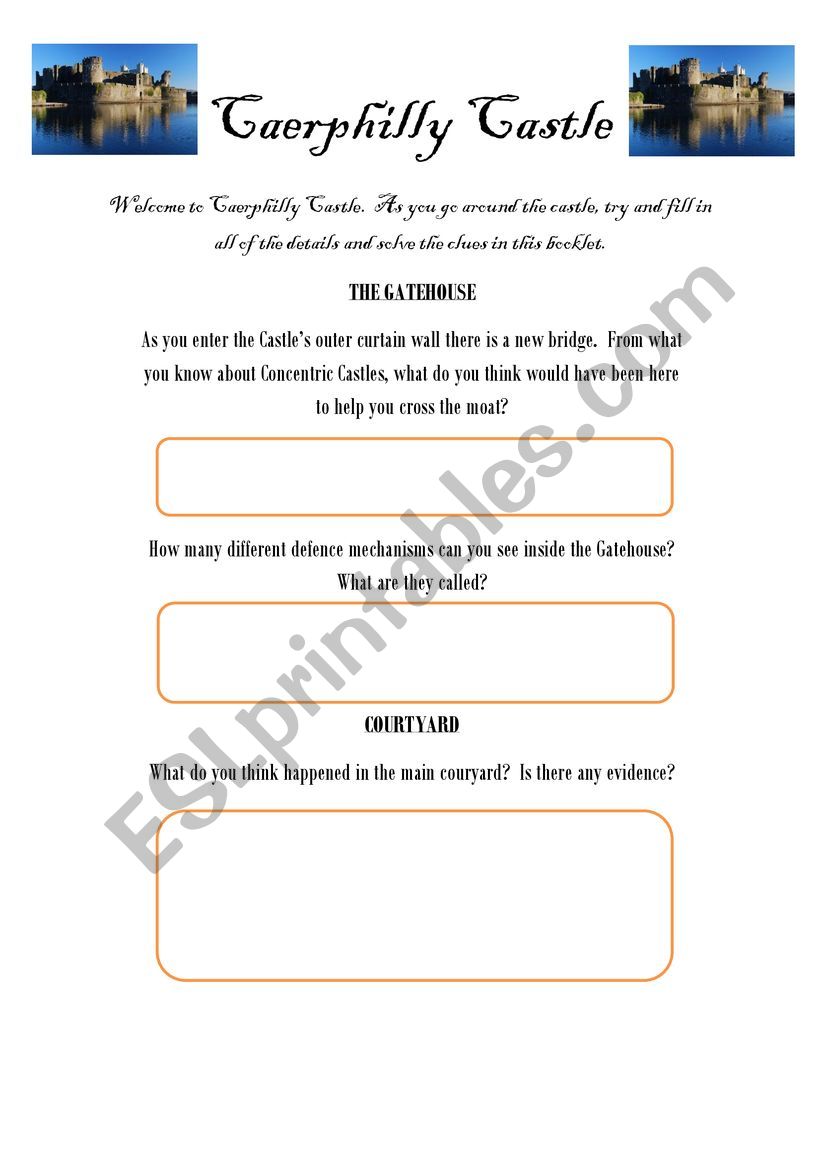 Caerphilly Castle Workbook worksheet