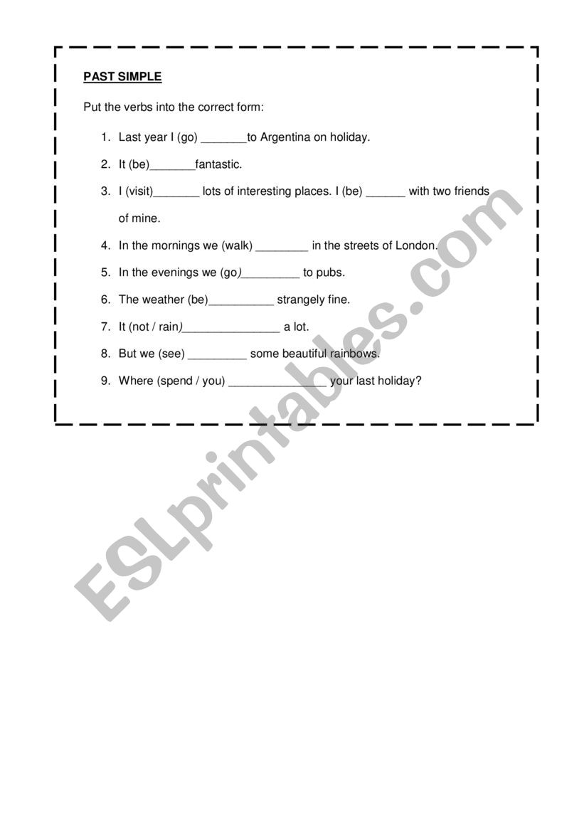 simple past worksheet