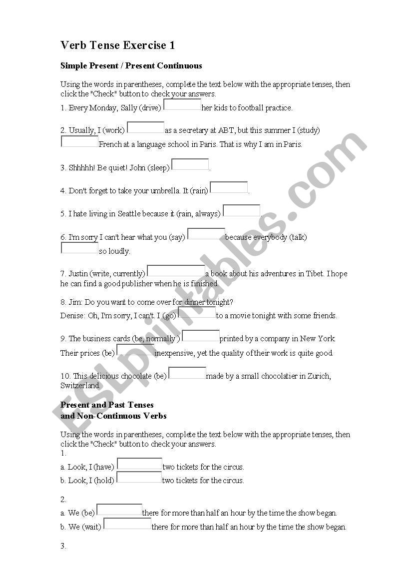 Simple present worksheet