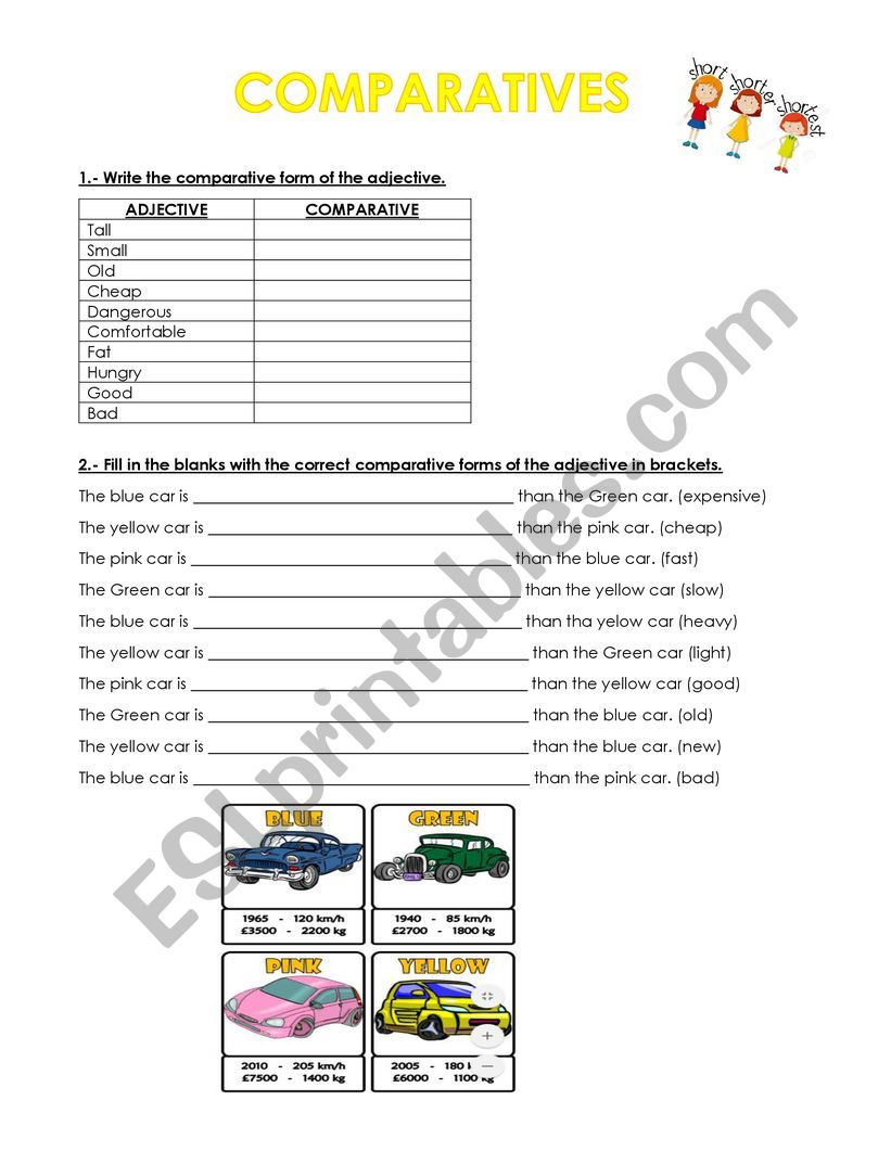 Comparatives worksheet