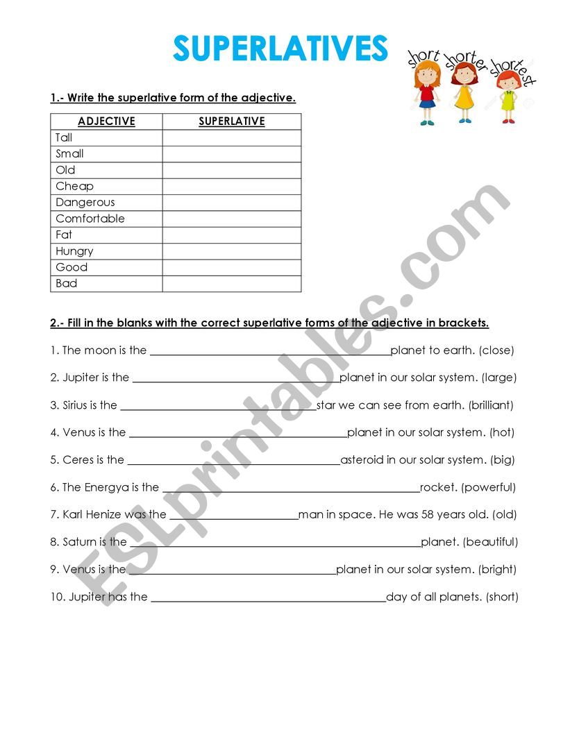 Superlatives worksheet