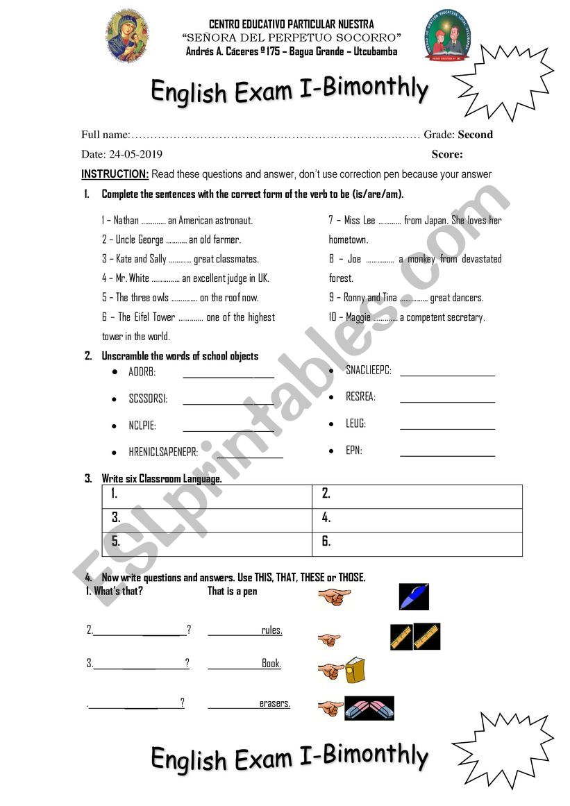 ENGLISH QUIZ 2019 worksheet