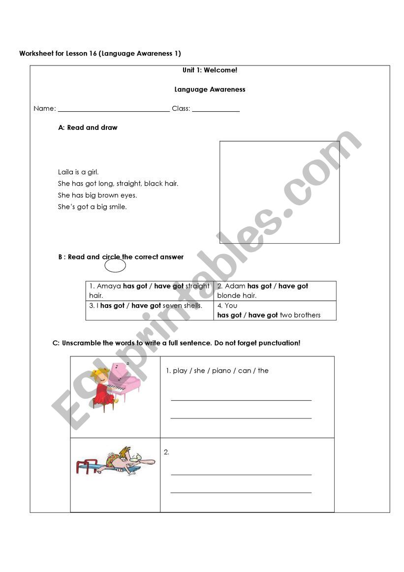 Language Awareness worksheet