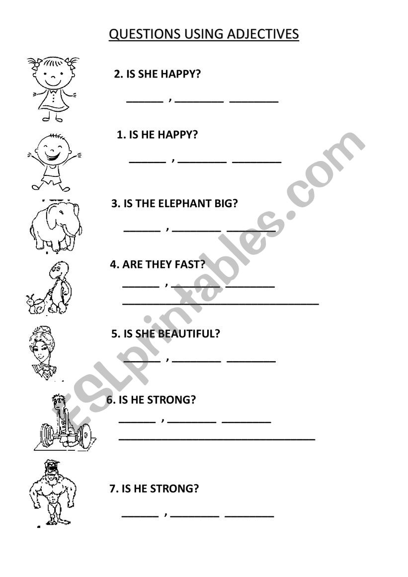 QUESTIONS USING ADJECTIVES worksheet