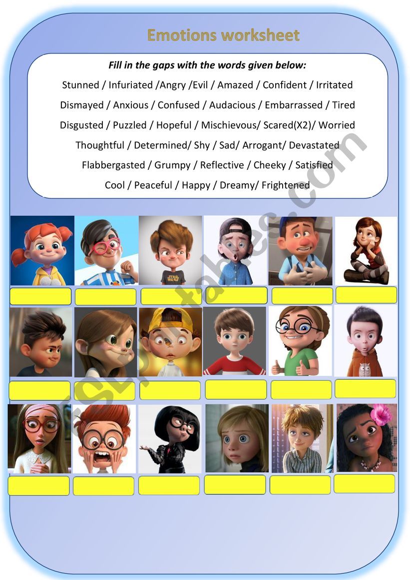 Emotions and feelings worksheet