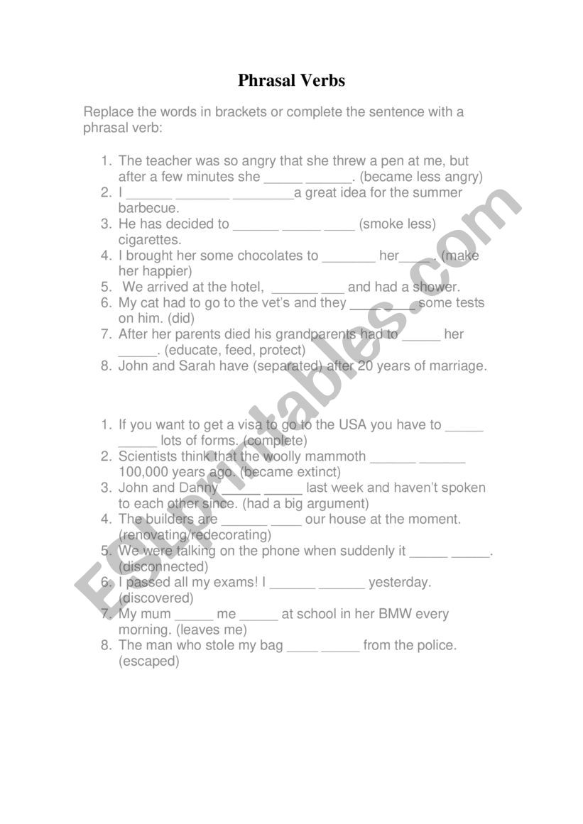 Phrasal Verbs worksheet